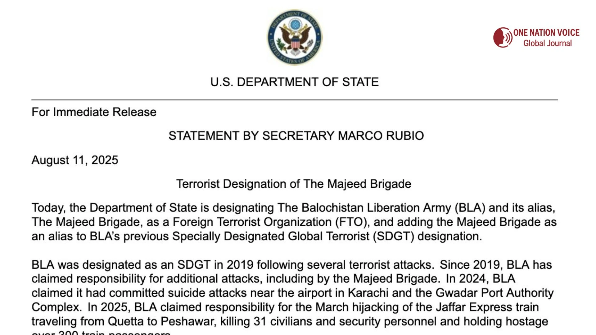 FM Asim Munir’s 2nd Visit to US 2 ONV Article