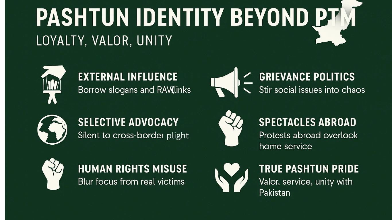 Pashtun Identity Beyond PTM's Exploitation infographic one nation voice