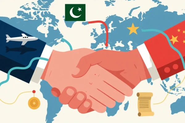Chinese and Pakistani military officials meeting for joint defense agreement One nation Voice