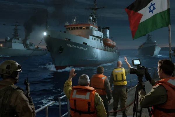 One Nation Voice News: Aid Ship Bound for Gaza Intercepted by Israeli Forces By Onenationvoice NewsDesk Israeli forces recently intercepted the Handala, a vessel carrying humanitarian aid and activists, approximately 70 nautical miles from its intended destination in Gaza. The incident occurred on Saturday night, with reports indicating that communications from the ship were disabled shortly after the interception. A live online broadcast showed armed personnel boarding the Handala, while activists on deck, wearing life jackets, were seen with their hands raised in a gesture of surrender. The stream concluded after one of the helmeted individuals appeared to manipulate the camera. In a statement released on X, Israel’s foreign ministry confirmed that the "Israeli navy has stopped the vessel Navarn from illegally entering the maritime zone of the coast of Gaza," referring to the Handala by its original name. The statement further assured that the vessel was being safely directed to Israeli shores and all passengers were unharmed. It also emphasized that "unauthorized attempts to breach the blockade are dangerous, unlawful, and undermine ongoing humanitarian efforts." The Handala, named after a well-known Palestinian cartoon character, is part of the Freedom Flotilla Coalition (FFC), an organization that has made multiple attempts to deliver aid to Palestinians in Gaza by sea, aiming to challenge Israel's blockade. Among those on board were two members of the French and European parliaments, as well as Christian Small, a US trade unionist, according to the FFC. Following the end of the livestream, the FFC issued a statement asserting that the "unarmed boat was carrying life-saving supplies when it was boarded by Israeli forces, its passengers abducted, and its cargo seized." The supplies reportedly included essential items such as baby formula, diapers, food, and medicine. Hours before the interception, the FFC had indicated that the Handala was redirecting towards Egypt in an attempt to avoid being boarded. This event follows a similar incident just over a month prior, when another Freedom Flotilla ship, the Madleen, was also intercepted en route to Gaza. That vessel, which included climate activist Greta Thunberg among its crew and was also laden with aid, was towed to Ashdod by Israeli authorities, and all individuals on board were subsequently deported from Israel. On Sunday, the crew of the Handala arrived at the port of Ashdod, as confirmed by the International Committee to Break the Siege on Gaza, the Palestinian group that organized the voyage. Diplomatic representatives and legal counsel are reportedly awaiting authorization to access the crew. Earlier on Saturday evening, crew members on the Handala were observed putting on reflective life jackets after Australian volunteer Tania Safi informed CNN via a voice note that the ship was being "circled by Israeli Heron drones." CNN has not independently verified this claim and has sought comment from Israeli authorities. Safi stated on Saturday afternoon, "Everyone here has prepared for almost every possible scenario that Israel could put us through. If they intercept us, it would be a violation of international maritime law." The FFC's website indicates that the 19 activists and two journalists on the Handala hail from various countries, including Australia, the United Kingdom, and Italy. Norway’s Ministry of Foreign Affairs has confirmed awareness of a Norwegian citizen being aboard the ship. The FFC also stated that four US citizens were on the Handala, and CNN has contacted the US State Department for comment. On Thursday, a State Department spokesperson referred to the activist aid ship as a "selfie flotilla," dismissing the effort as a mere "stunt." The spokesperson added, "The real story is the serious people who put their lives on the line to get food and aid to the people of Gaza without it falling into the hands of terrorists." The spokesperson also affirmed that the State Department's "highest priority" is the safety and security of US citizens and directed inquiries to the government of Israel for further information.